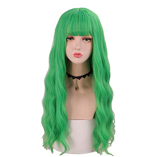 Honcloud Long wig for women for Halloween Party Costume (Green)