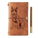InnoBeta Bull Terrier Gifts Journal Pen Set, 7.8"x5" Faux Leather Embossed Refillable Notebook for Birthday, Christmas