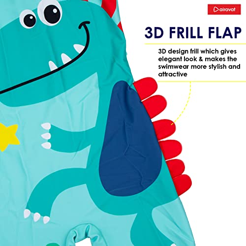 Image of AIRAVAT Children Swimsuit Set, 1513 Dino Kids Bathing Suit Swimwear, Half Sleeves 1 Piece Swimming Wear for Kids, Swimming Costume for Kids