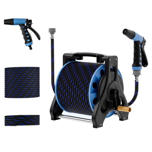ホースリール 散水ホース 耐圧 凍結防止 日焼け防止 高耐久 巻き取りやすい ねじれに強い 使い 持ち運びやすい 高圧洗浄 家庭菜園 掃除 庭 コンパクト ガーデニング 洗車 園芸 (30M)