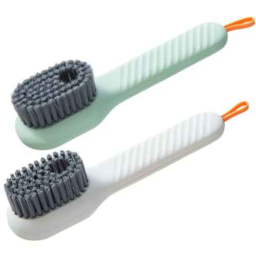 BESPORTBLE 2 Piezas Cepillo Limpiador para Zapatos con Dispensador Automático de Jabón de Mango Ergonómico Práctico y para Limpieza Eficaz de Calzado y Ropa