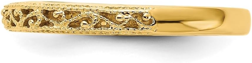 14K Yellow Gold Filigree Band Ring Size 7 - Image 3