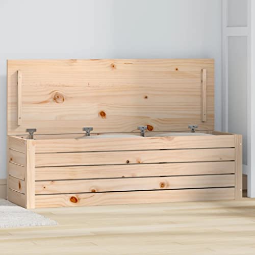 Plumbpyr Baúl de madera maciza de pino 109 x 36,5 x 33 cm con práctica tapa, marco de madera estable, ideal para salón, dormitorio, cocina y oficina para un almacenamiento ordenado