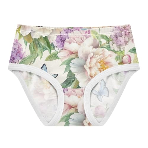 Cotton Girls Underwear Toddler Floral Cream Colorful Peonies Panties Little Girl Funny Briefs Girls Undies 2t