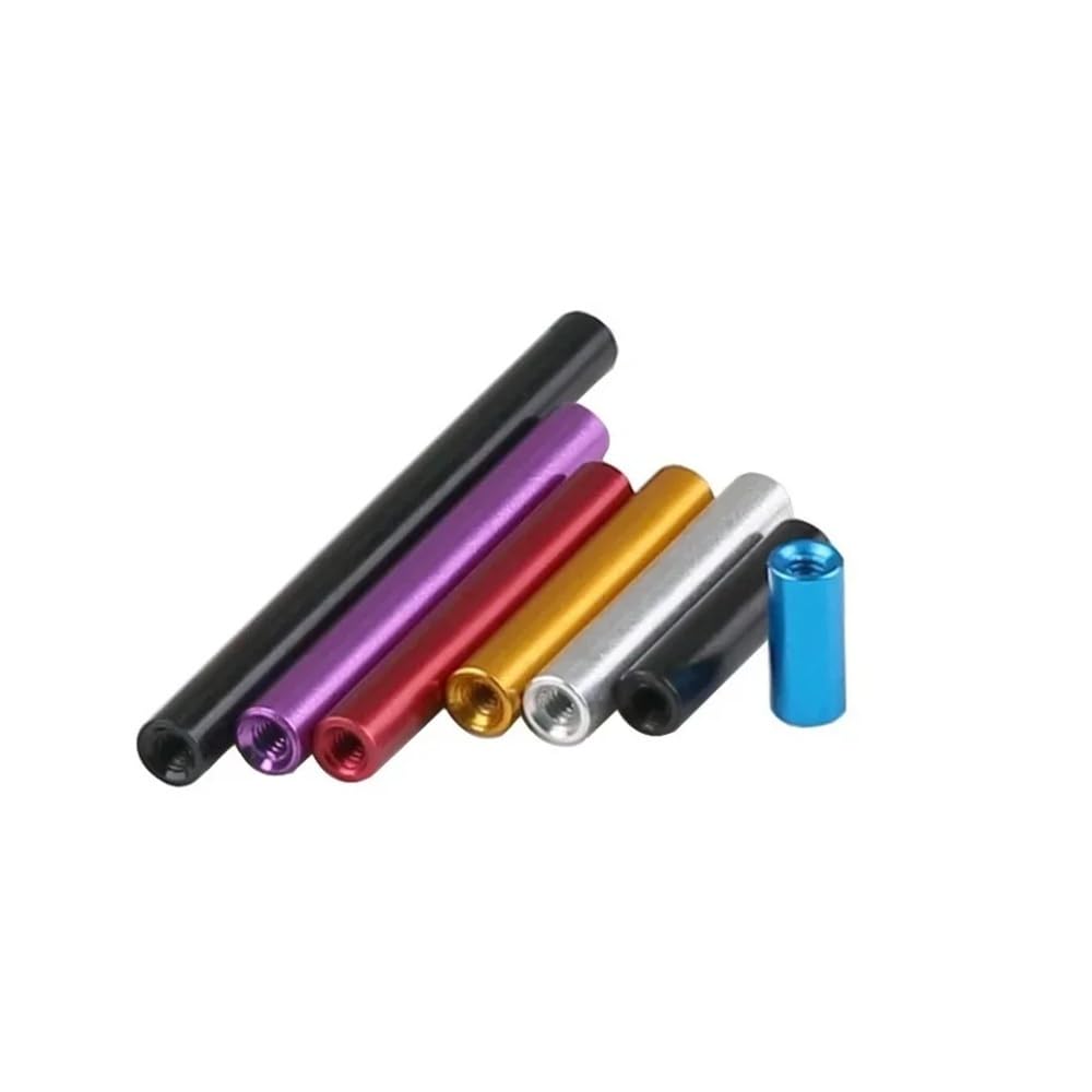 Dado a Mano 10 Pezzi M2 M2.5 distanziatore Rotondo in Alluminio colorato, Perno a Barra con Manicotto filettato, Dadi per Accessori per droni anodizzati(M2-Black,25mm)