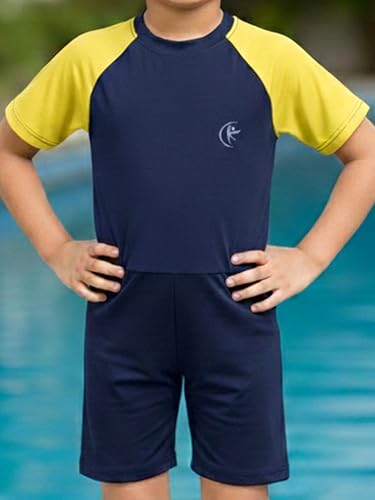 Image of KiddoPanti Boys & Girls Half Sleeve Mid Thigh Length Swim Suit
