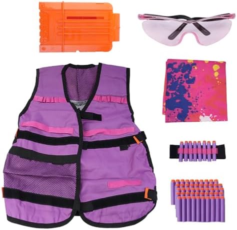 Kit Gilet Tactique LUUFAN Pour Pistolets Nerf – Complet Avec Chargeur, 30 Fléchettes, Bracelet, Masque, Lunettes, Cadeau Enfant