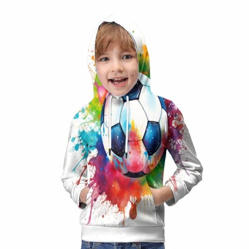 Sweat Football Garçon 13-15 Ans avec Capuche Imprimé 3D et Poches - 5