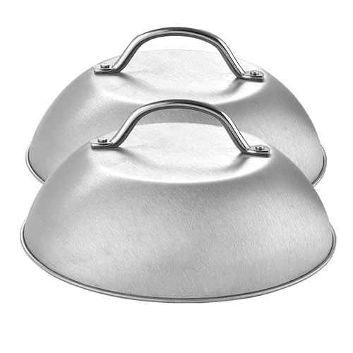 INTIRILIFE 2x Stainless steel melting dome melting bell in Silver - For better roasting of meat steaming of vegetables and melting of cheese