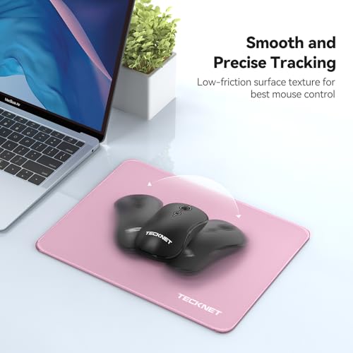 Image of TECKNET Mouse Pad with Anti-fray Stitchin, Waterproof Surface & Non-Slip Rubber Base with Stitched Edges Gaming Mouse Mat for Laptop,Compatible with Laser and Optical Mice - Pink