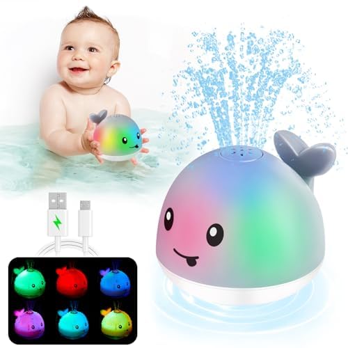 Image of ANGGIKO Baby Bath Toys, Pool Water Toys for Babies, Toddler Bath Toys for Kids Ages 1-3, 1 Year Old Boy Girl Gift Light Up Whale Bath Toy Sprinkler, Baby 6-12-18 Months Bathtub Outdoor Water Table Toy
