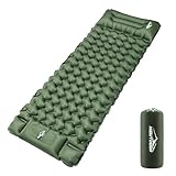 Hioutdoor 10CM Camping Self-Inflating Mat, Ultralight Inflatable Mattress with Foot Pump & Pillow, Compact Air Mattress for Outdoor Camping Hiking Beach