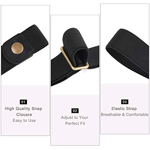 Image of 4 Pieces No Buckle Elastic Stretch Belts for Men Women, Comfortable Buckle Free Invisible Belts for Jeans Pants