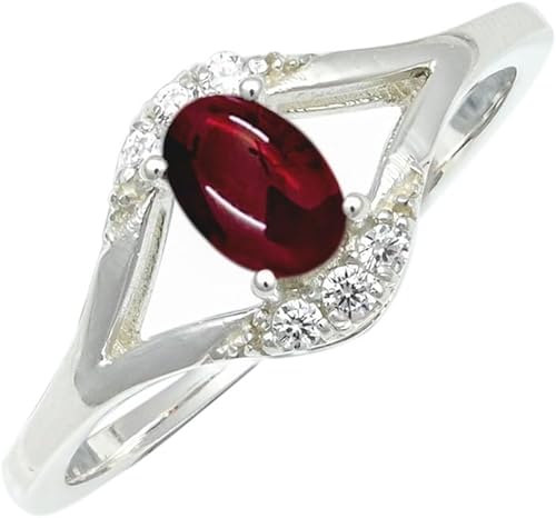 SILVERNROCK Cabochon Garnet Gemstone Silver plated Meditation Ring Men & Women A