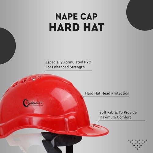 Image of Robustt Safety Helmet - Red (Pack of 50) | Adjustable Headband | Heavy Duty Material | As Per ISI Safety Standard | Non Irritant and Soft Fabric | Lightweight and Durable