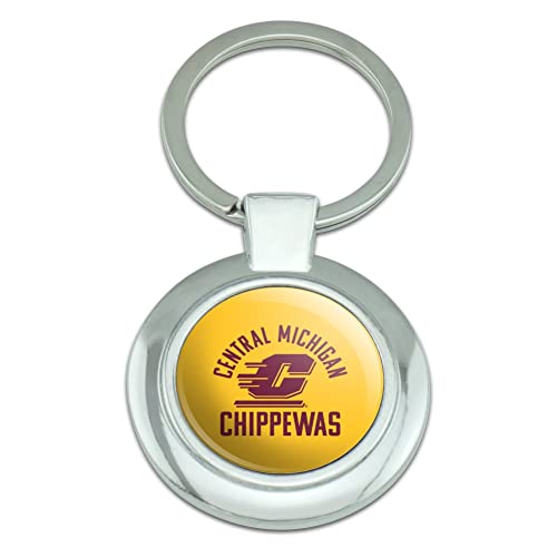Central Michigan University Chippewas Keychain Classy Round Chrome Plated Metal