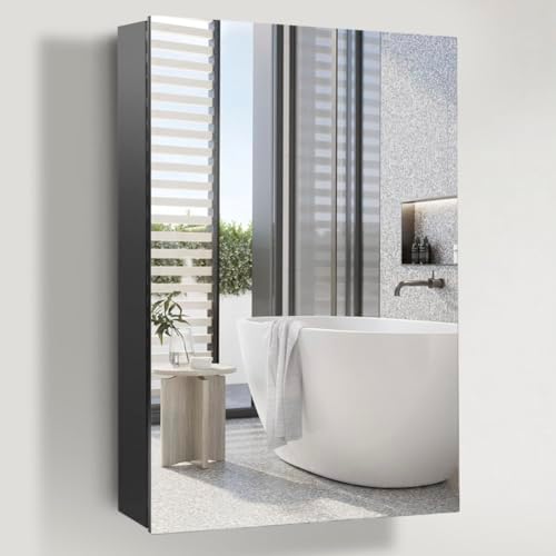 Amazon.com: Movo 19.7 Inch x 27.6 Inch Black Medicine Cabinet with 