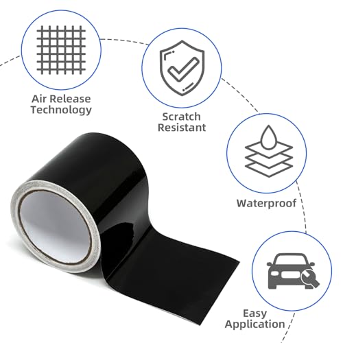 Gloss Black Vinyl Wrap with Tool Kits, Blackout Chrome Delete Tape for Car Window Trim Door Edge Guard Air Release Satin Vinyl Wraps Film Decals (Gloss Black, 4Inchs x 30Feet) by Aisbarika - Used condition - Image 6