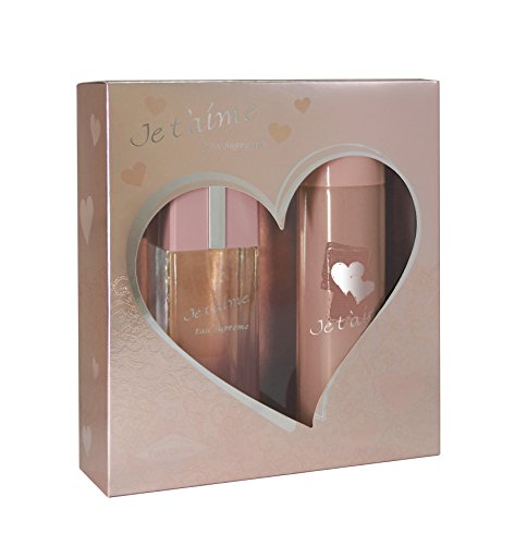 JE T'AIME Eau Suprême  Coffret pour Femme  Eau de Parfum 100 ml + Déodorant 150 ml  Vaporisateur  Spray  Parfum Femme  Cadeau  EVAFLORPARIS