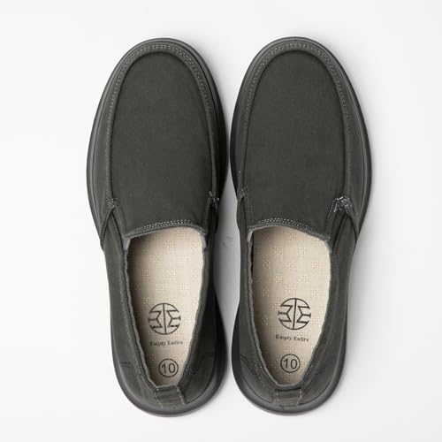 Men-Slip on Walking Loafers Casual Shoes-Wide Width Comfortable-Washed Demin Shoes -Breathable Memory Foam Midsole-Indoor & Outdoor Lightweight Design Charcoal Gray2