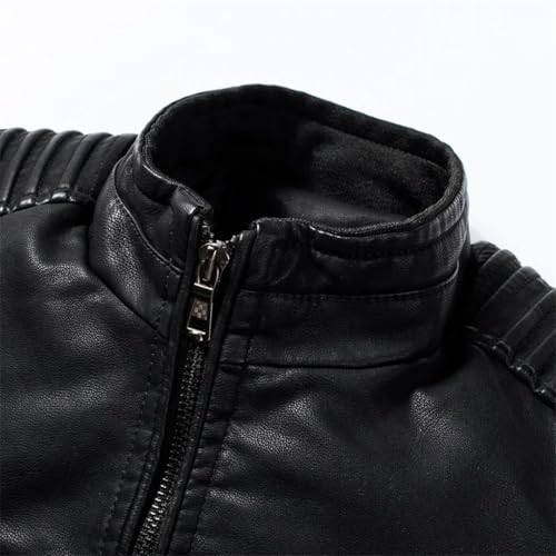 Mens Vintage Leather Jacket Coat Design Motor Biker Pocket PU Leather Jacket2