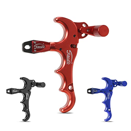 Aimdor Compound Bow Release Archery Aids With D Loop Rope 360° Adjustable Thumb Release Aluminum Alloy Aids For Hunting Outdoor Accessories Red #TOP6