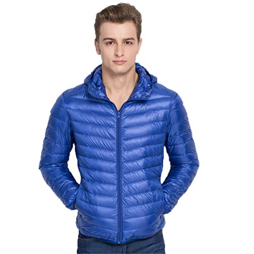Homme Ultra Légère Doudoune Compressible Manches Longues Outdoor Sport Camping Randonnée Veste Manteau Blouson Parka Matelassée Bleu X-Large Cover