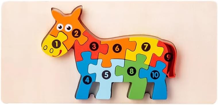Baby Bloom Wooden Block Puzzle - Colorful Goat Puzzle (10-Piece Set) for 2+ Years Kids (Multicolor)-TY38