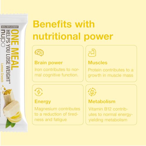 NUPO One Meal Bar – Lemon Crunch I Tasty meal replacement bars for a balanced diet plan I Helps you lose weight I High in protein I 24 vitamins and minerals I 15 x 60g