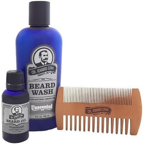 Col Ichabod Conk Beard Care Kit Unscented Scent 2-Sided Comb, 6 Fl Oz (Pack of 1), Beige Cover