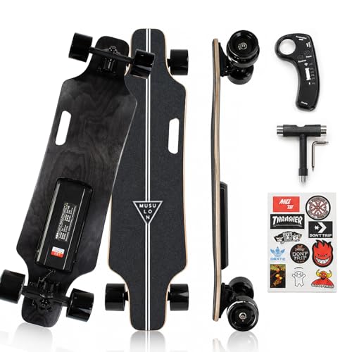 HCAUYNN Longboard Eléctrico Portátil con Control Remoto, Skate Eléctrico Ligero | Velocidad 20 km/h, Uso Urbano 8km
