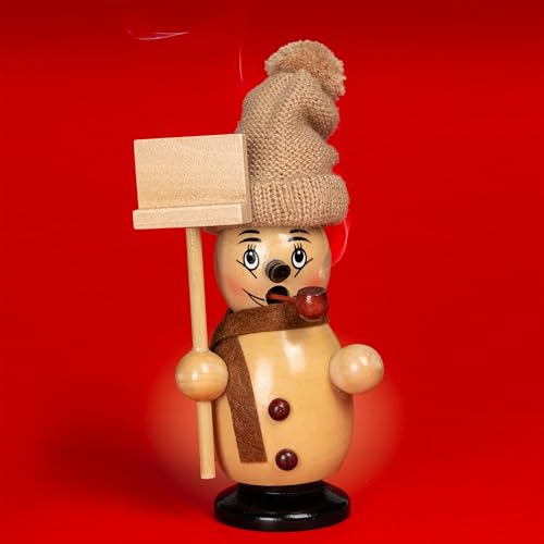 SIKORA Besondere Räuchermännchen Holz Räucherfigur Deko Weihnachtsfigur, Farbe/Modell:Schneemann mit Mütze - RM-S11