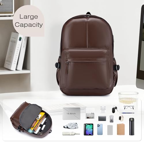 SPAHER Leder Rucksack Schulrucksack Reiserucksack Handgepäck Wizzair Easyjet Rucksack 15,6 Zoll Laptoprucksack Backpack Tagesrucksack Casual Backpack Daypack Geschenk für Damen Herren