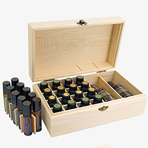 Holzsammlung Ätherische Öle Holzbox, 36 Löcher Aromatherapie Öle Flaschen Tragbar Tragen Organisator Multifunktions Geschenk Aufbewahrungsbox für Nagellack, Duftöle, Lippenstift und Parfümlagerung