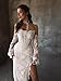 Lace Mermaid Bridal Dresses for Bride with Off Shoulder Sleeves Side Slit Open Back Tight Sexy Long Wedding Elopement Gowns Ivory Size 6