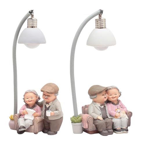 Cadeau anniversaire de mariage figurine aînés en résine lampe LED