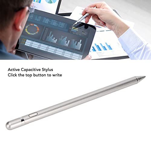 Lápiz capacitivo activo de plata con punta de cobre y carga USB para tableta 5