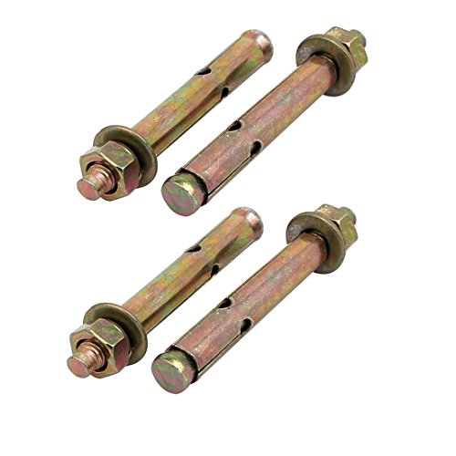 Aexit M6x60mm Zinc Fastener Plated Sleeve Anchor Expansion Bolt Bronze Tone 4pcs Model:57as268qo381