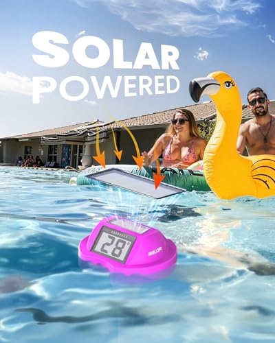 Image of BALDR Pool Thermometer Floating Easy Read, Solar Digital Pool Thermometer with Dual Large Screens, IPX7 Water Temperature Gauge for Inground Above Ground Pools & Spas (Red)
