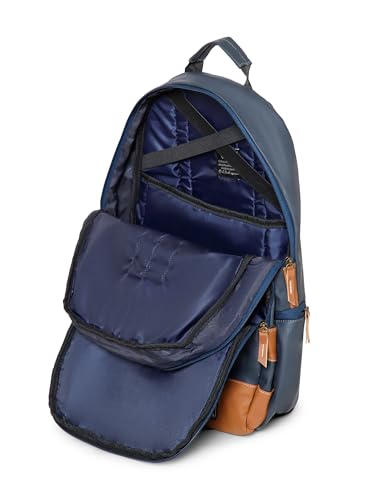 Image of ACEPACK Vegan Blue Leather Laptop Backpack - 20L, Laptop Sleeve, Anti-Sweat Padding & Organizer with Cable Slot