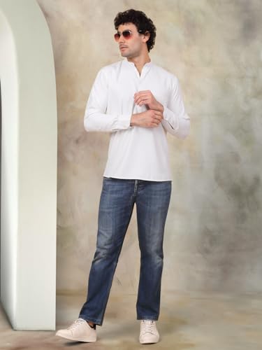 Image of Jompers Men's Cotton Regular Fit Solid Short Kurta