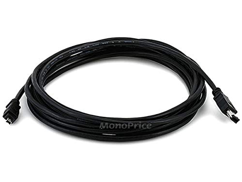 Monoprice 15-Feet IEEE-1394 FireWire iLink DV Cable 6P-4P M/M, Black (100041)