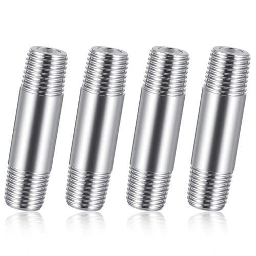 Image of 4 Pcs 304 Stainless Steel 1 /4 NPT Pipe Nipple 2 inch Length