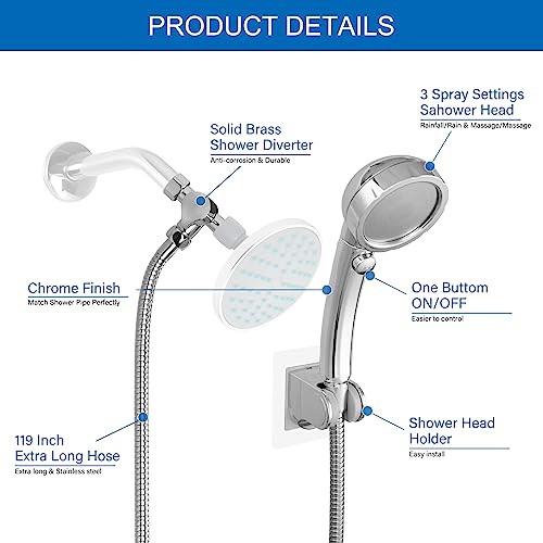 iFealClear-Dog-Shower-Sprayer-Attachment-Set-3-Spray-Modes-Showerhead-One-click-Operation-3-Way-Shower-Diverter-119-inch-Stainless-Steel-Hose-Easy-Installation iFealClear Dog Shower Sprayer Attachment Set 3 Spray Modes Showerhead One click Operation 3 Way Shower Diverter 119 inch Stainless Steel Hose Easy Installation