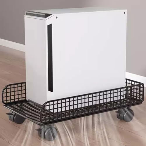 Soporte para CPU con carrito móvil, base para gabinete, con polea, color blanco miniatura 3