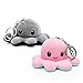 MOMSIV Lot de 2 porte-clés en peluche en forme de pieuvre - Jouet pour enfant - Jouet en peluche double face - Poupée en peluche - Octopus Toy pour fille - Noir gris + rose vert