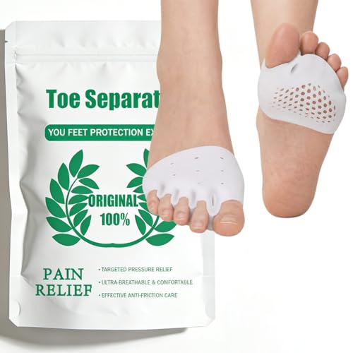 Hyggear - Hygear Silicone Toe Separators For Women & Men Toe Spacers For Overlapping Toes Foot Pain Relief for Bunions Hammer Toe & Plantar Fasciitis Comfortable & Breathable 2-pack Original(White)