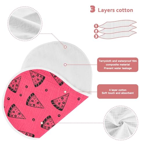 2 Pack Muslin Burp Cloths Pizza Rose Red Cotton Baby Burp Cloths Extra Absorbent and Soft Burping Cloth for Newborn Boys Girls, Large 22" x 11"3