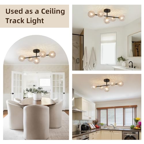 Image of 5 Lights Bathroom Vanity Light,Matte Black Globe Bathroom Light Fixtures