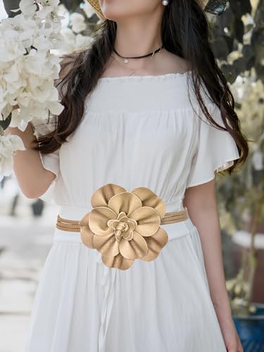 TeeYee Women Girls Big Decor Flower Waist Chain/Rope/Belt For Wedding Dress Female Waistband Skinny Belt4